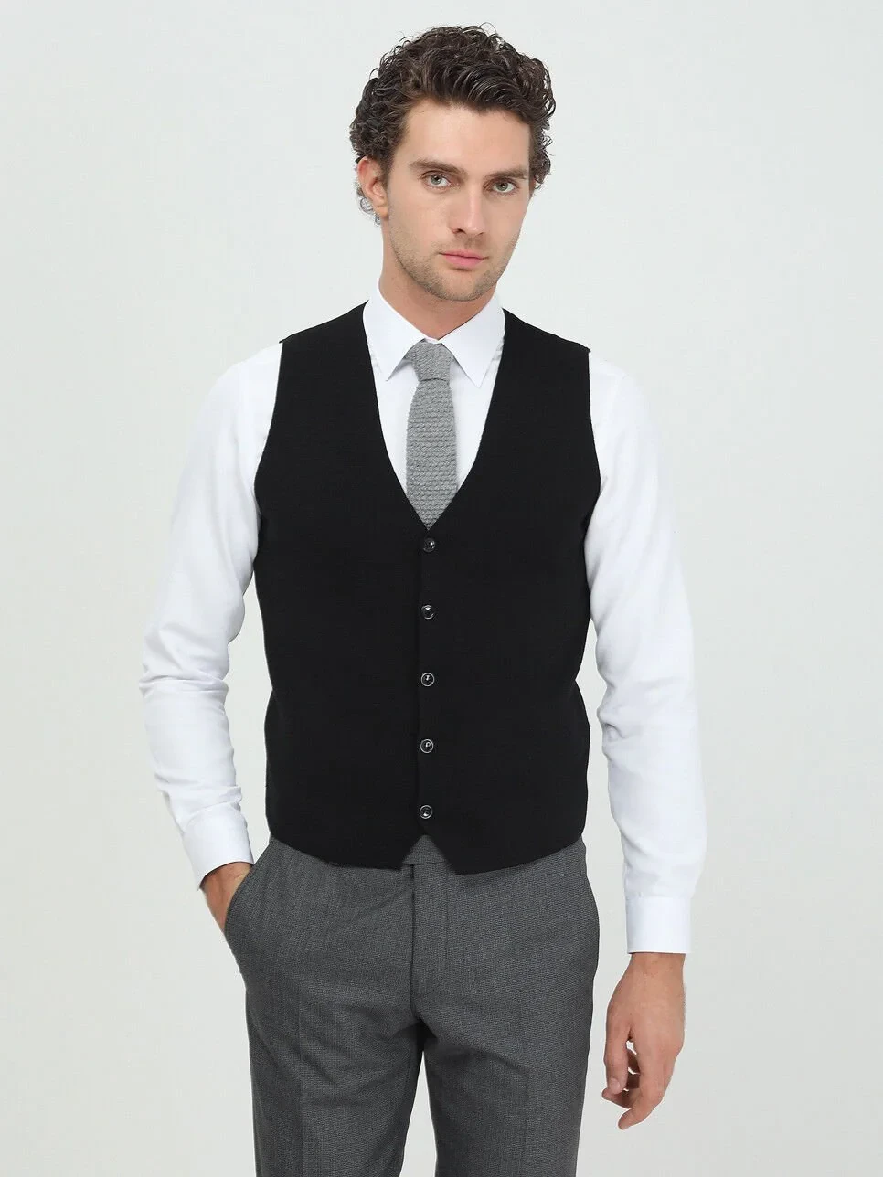 Black Knit Vest - 3