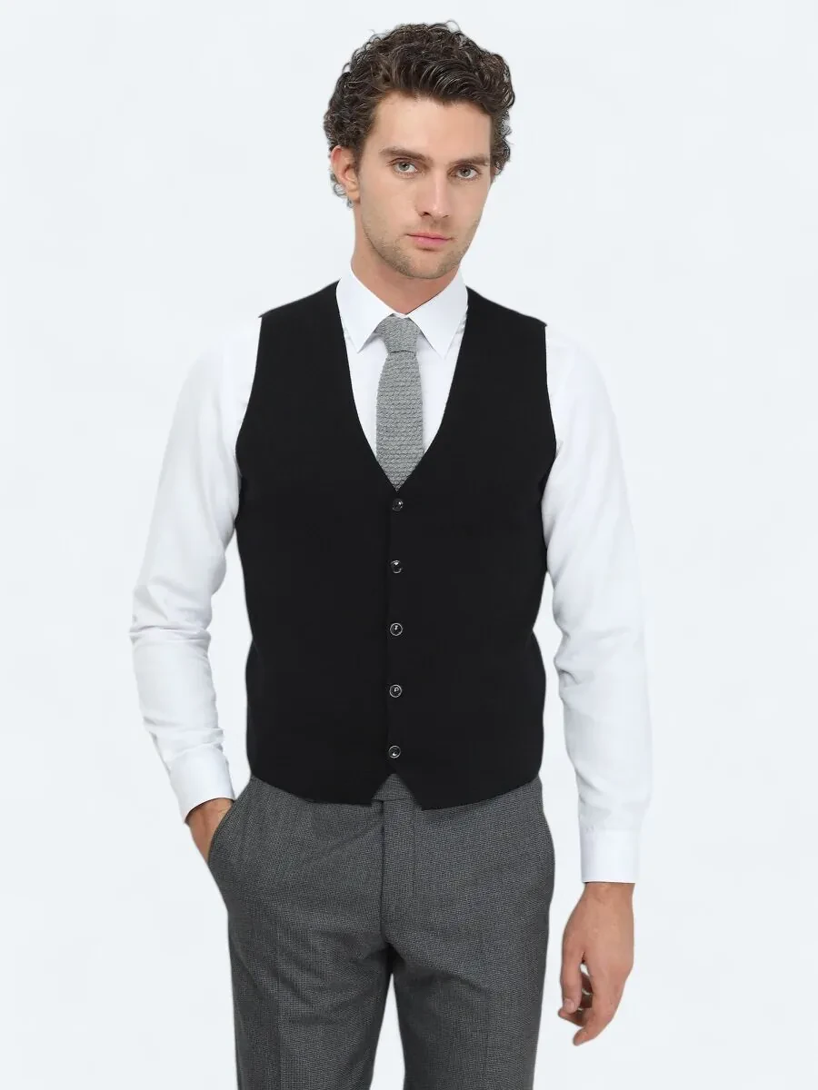 Black Knit Vest - 1