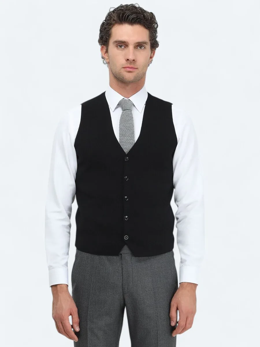 Black Knit Vest - 2