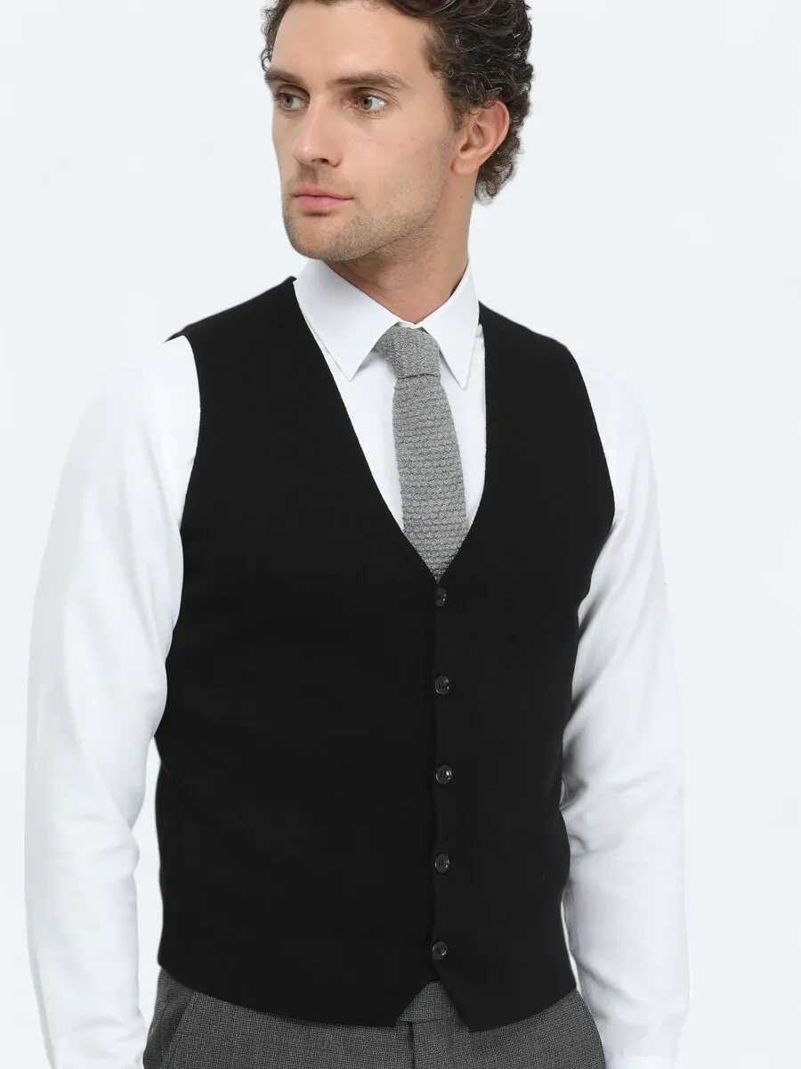Black Knit Vest - 3