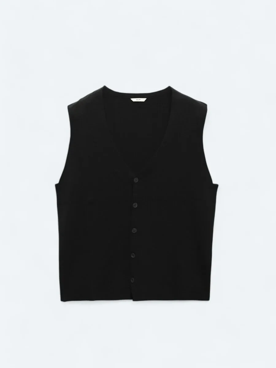 Black Knit Vest - 5