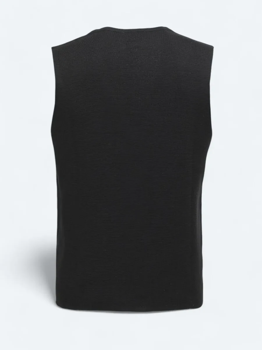Black Knit Vest - 6