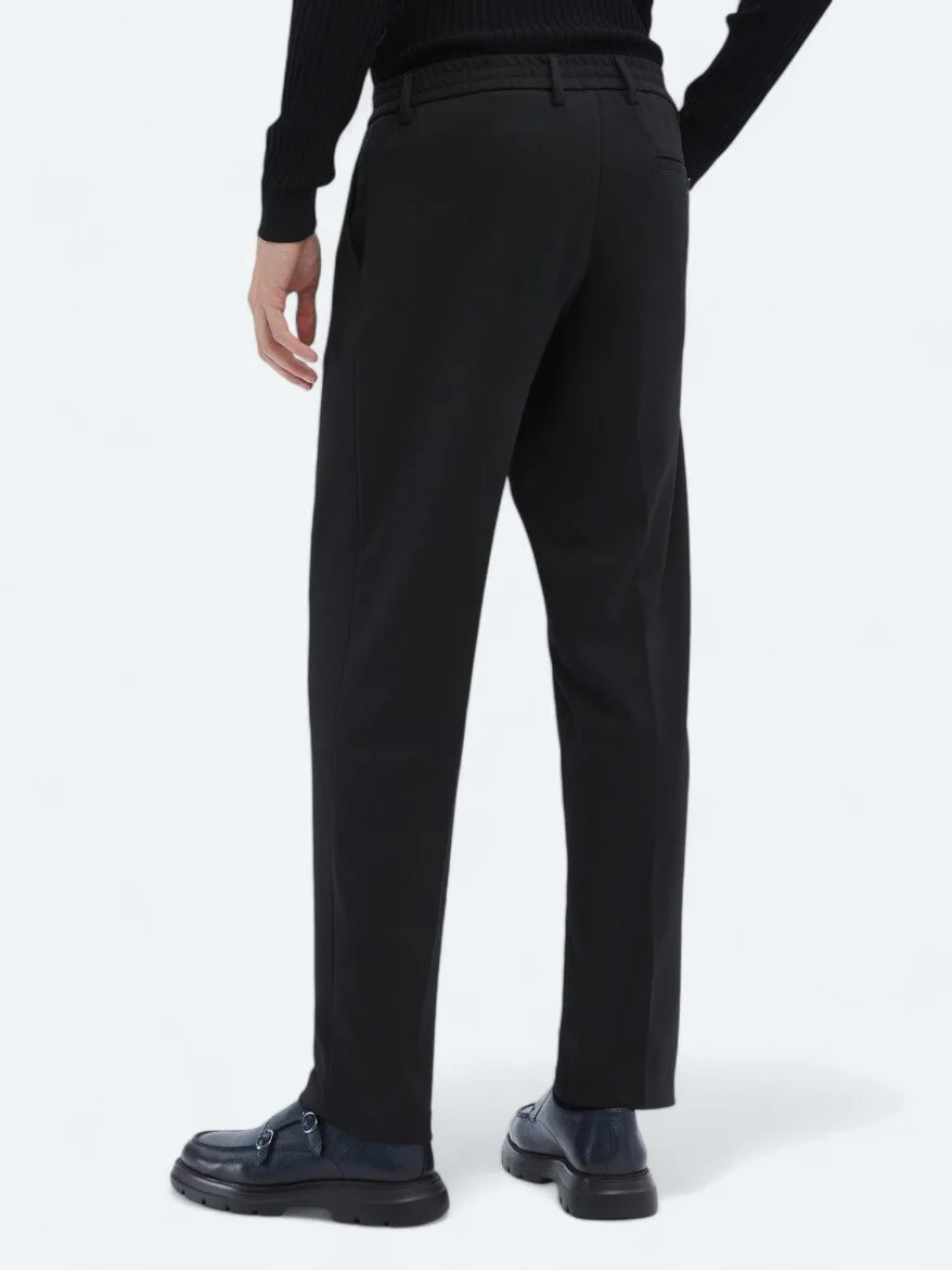 Black Knitting Carrot Fit Casual Trousers - 5