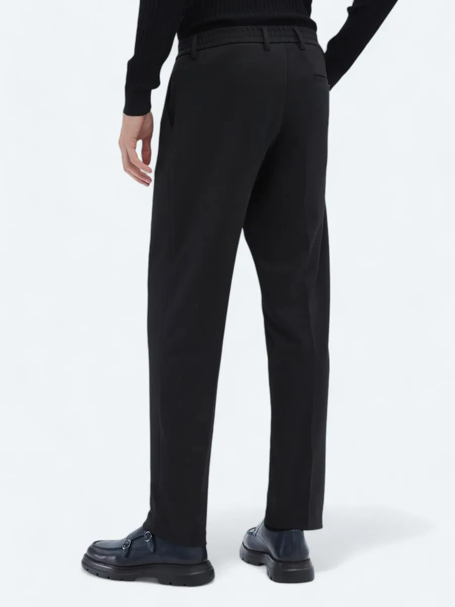 Black Knitting Carrot Fit Casual Trousers - 5