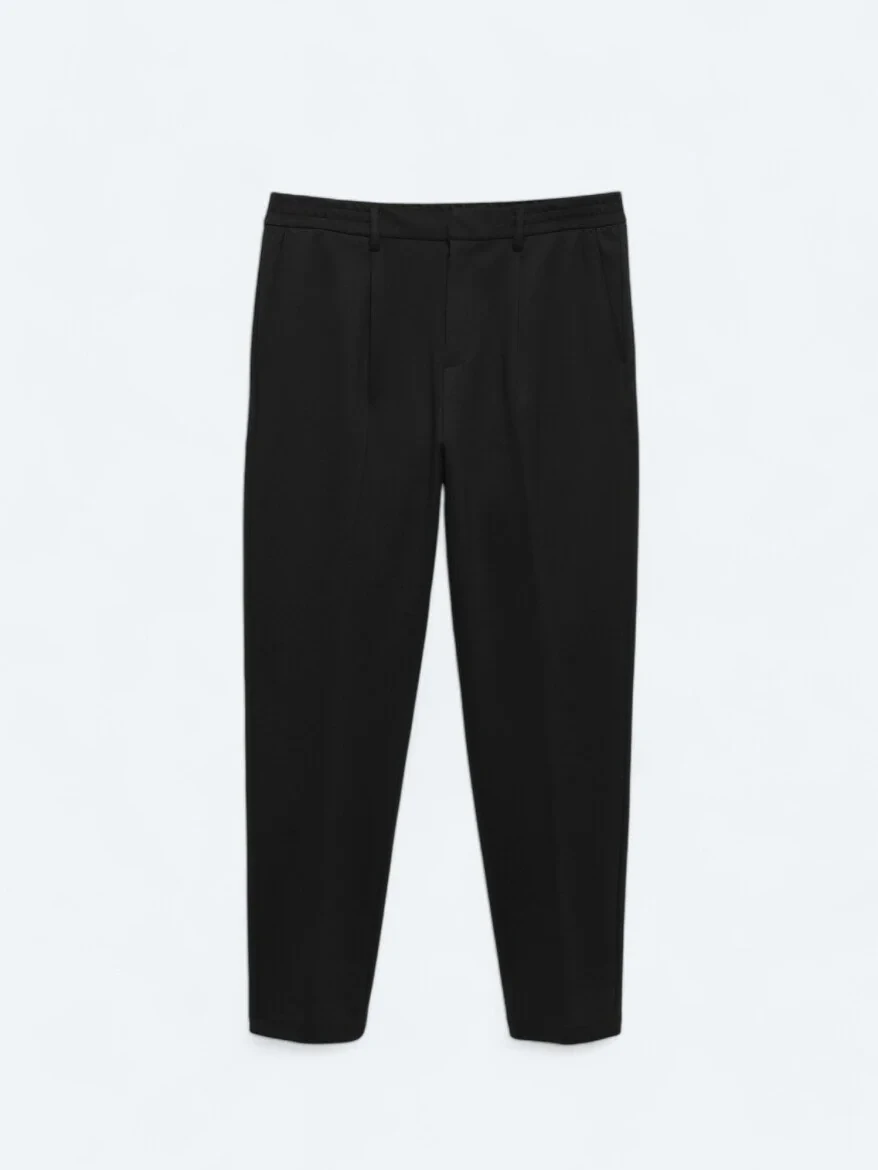 Black Knitting Carrot Fit Casual Trousers - 6