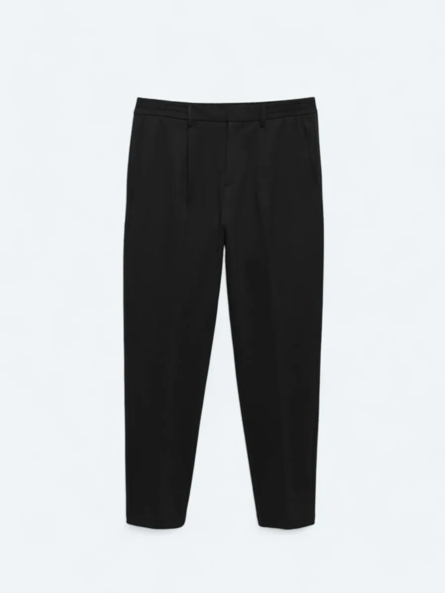 Black Knitting Carrot Fit Casual Trousers - 6
