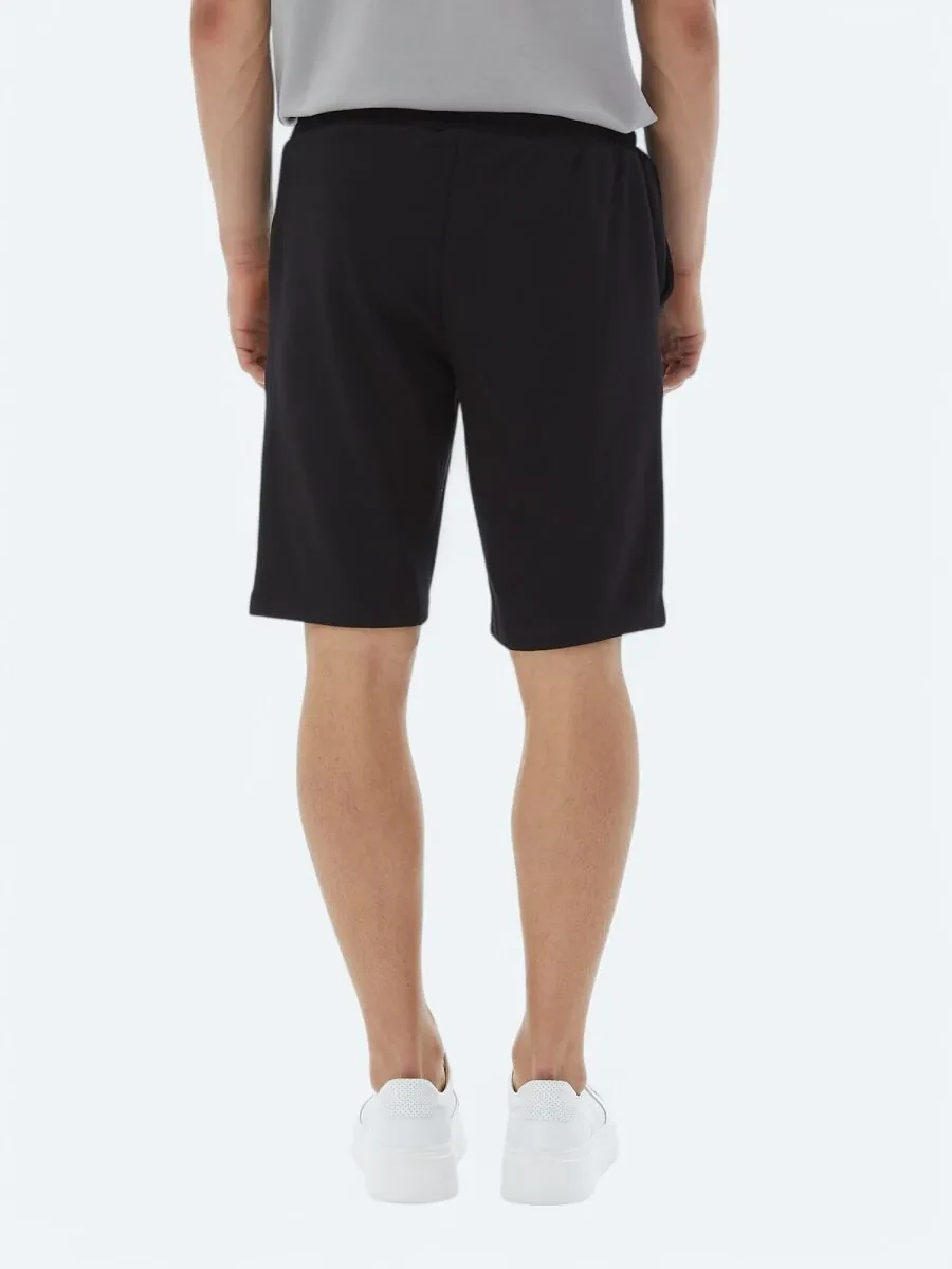 Black Knitting Jogging Fit Casual Bermuda - 5