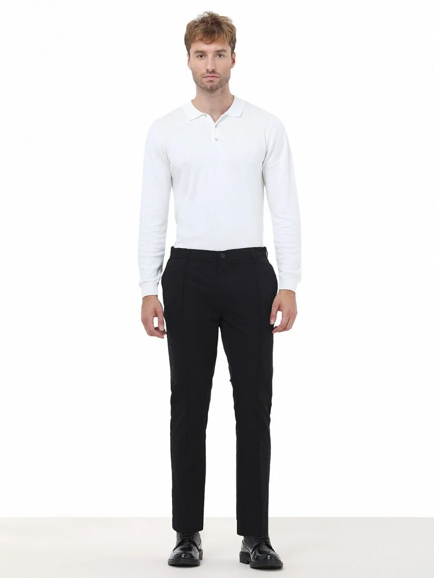 Black Knitting Jogging Fit Casual Trousers - 2