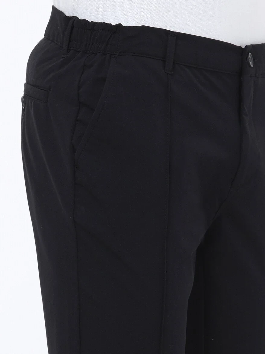 Black Knitting Jogging Fit Casual Trousers - 4