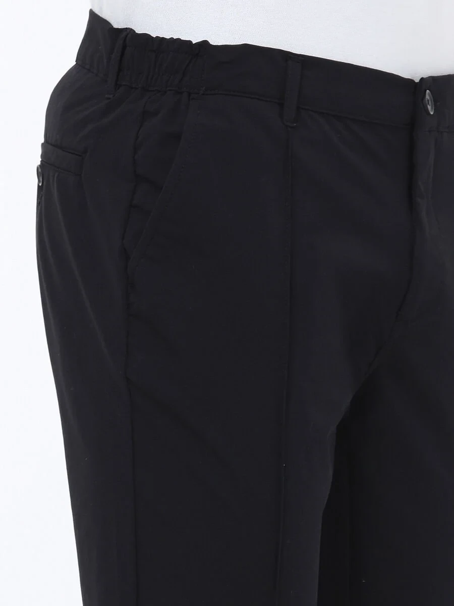 Black Knitting Jogging Fit Casual Trousers - 4