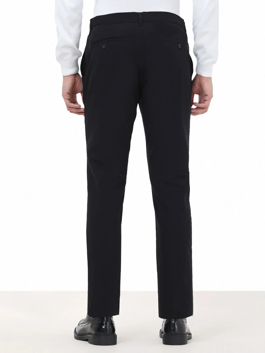 Black Knitting Jogging Fit Casual Trousers - 5