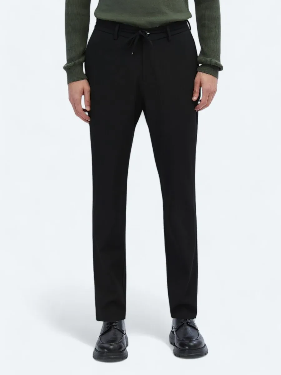 Black Knitting Jogging Fit Casual Trousers - 2