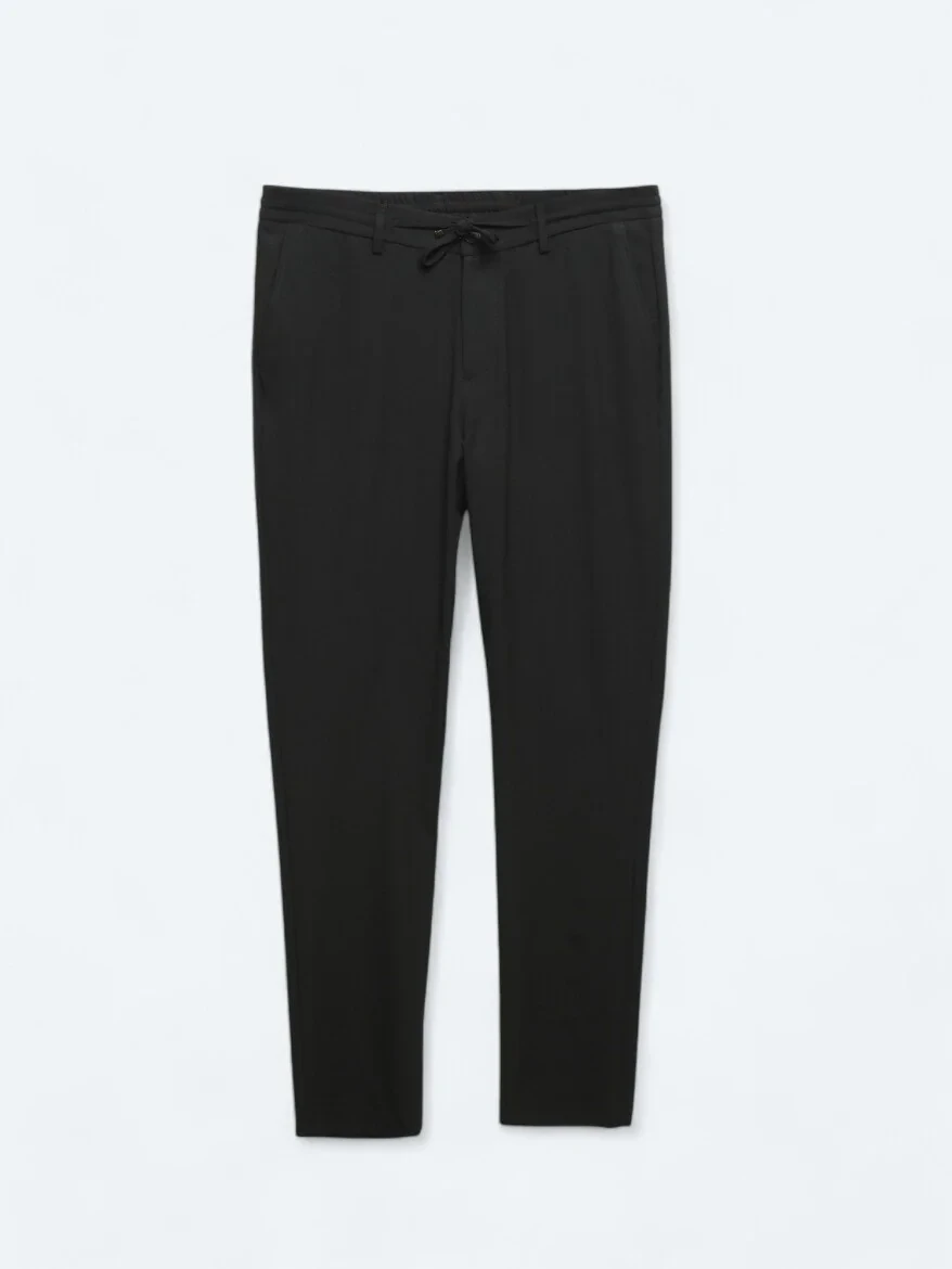 Black Knitting Jogging Fit Casual Trousers - 5