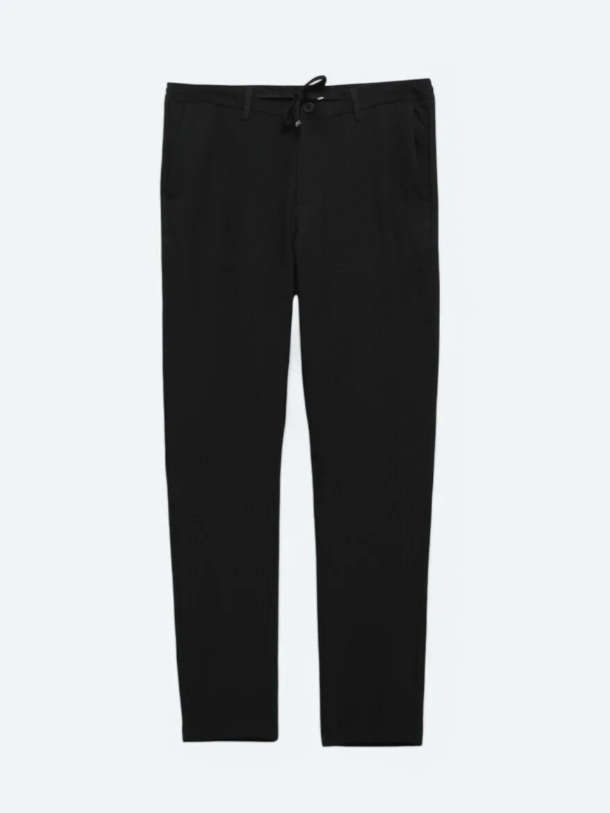 Black Knitting Jogging Fit Casual Trousers - 5