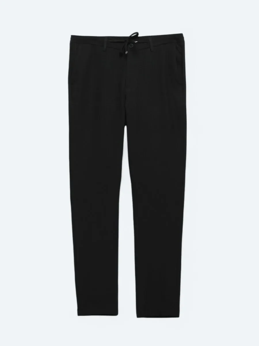 Black Knitting Jogging Fit Casual Trousers - 5
