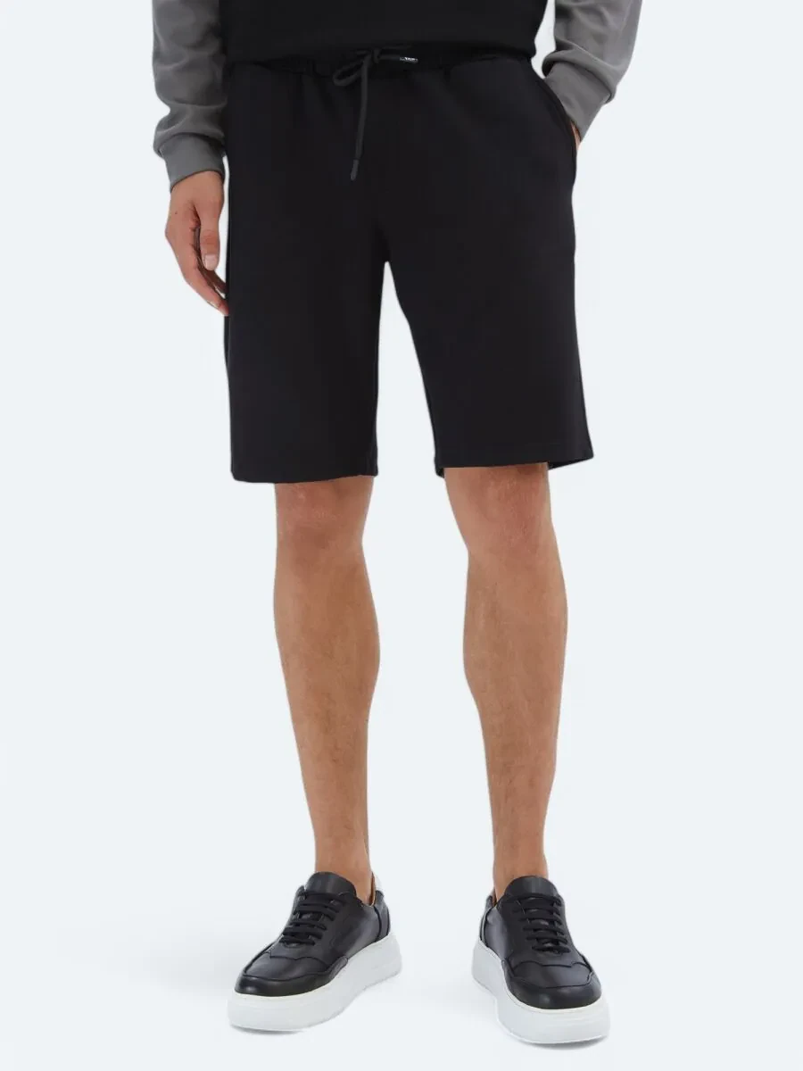 Black Knitting Jogging Fit Sport Bermuda - 2