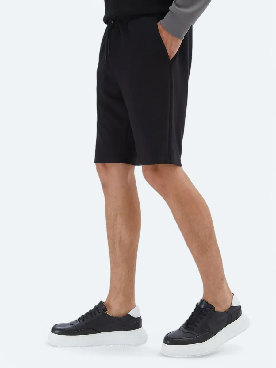 Black Knitting Jogging Fit Sport Bermuda - 3