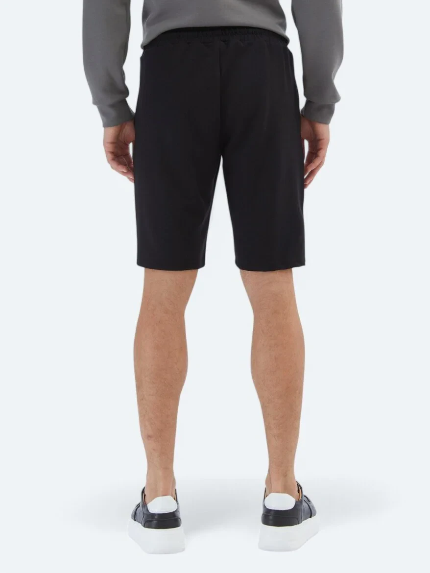 Black Knitting Jogging Fit Sport Bermuda - 5