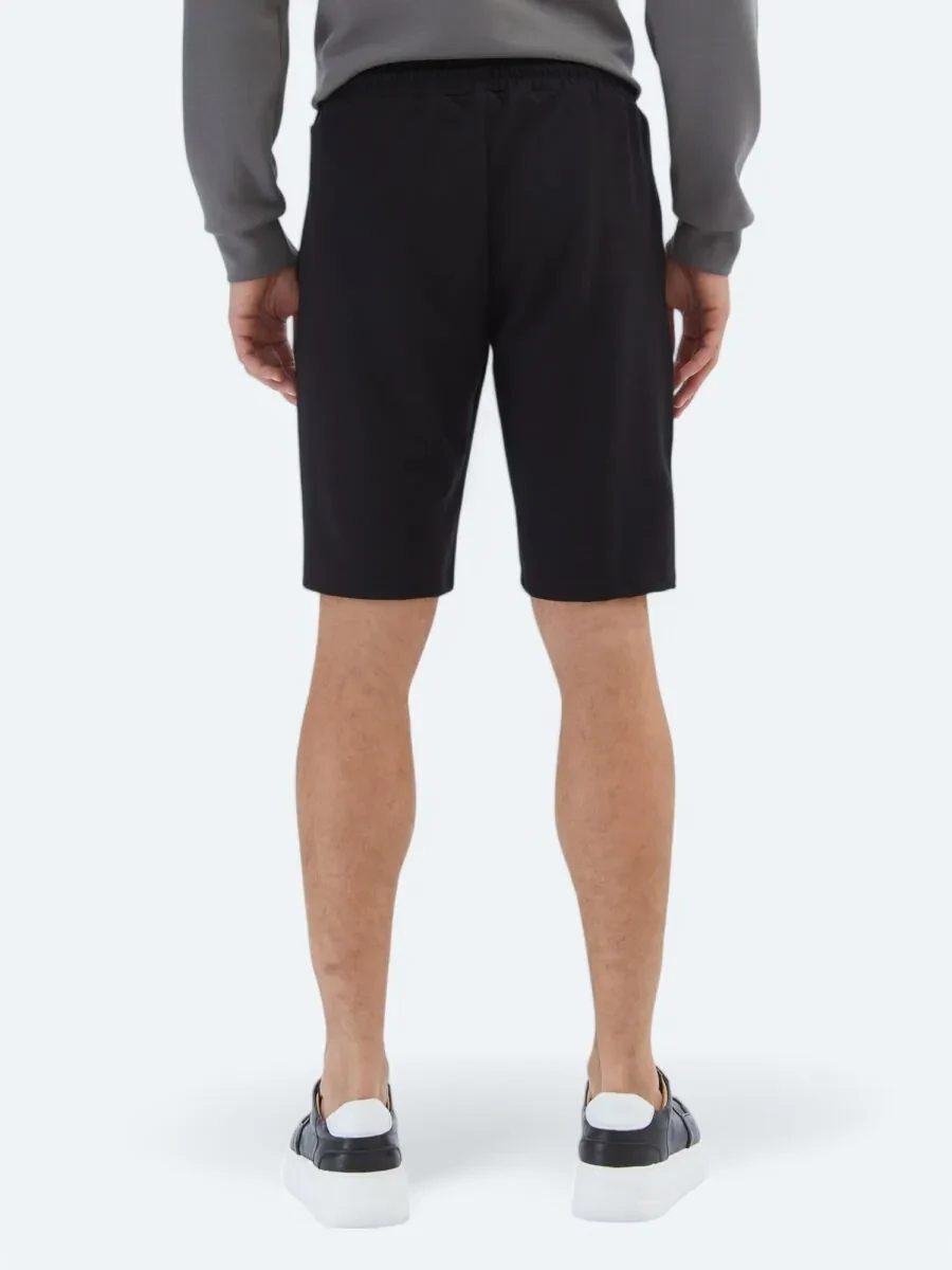 Black Knitting Jogging Fit Sport Bermuda - 5