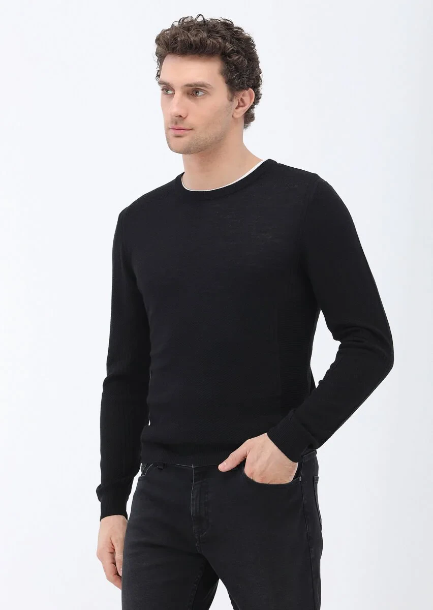 Black Knitwear Sweatshirt - 1