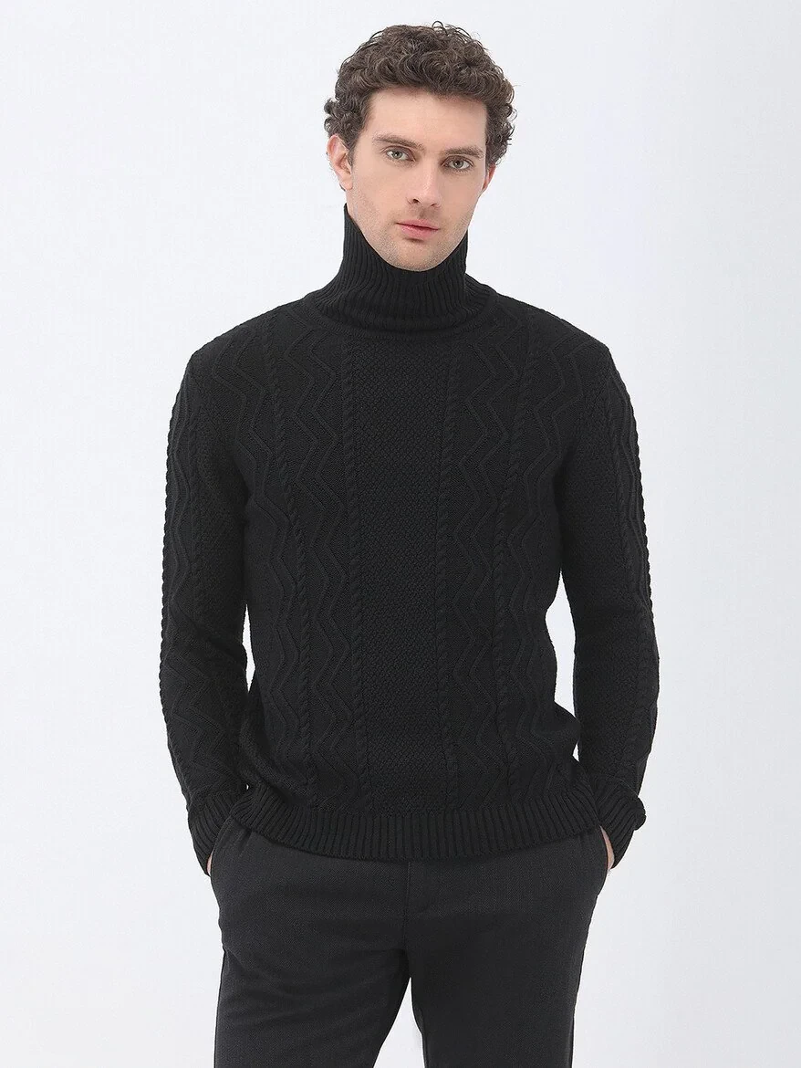 Black Knitwear Sweatshirt - 1