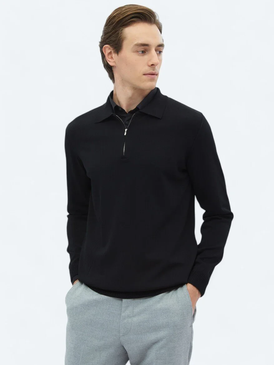 Black Knitwear Sweatshirt - 1
