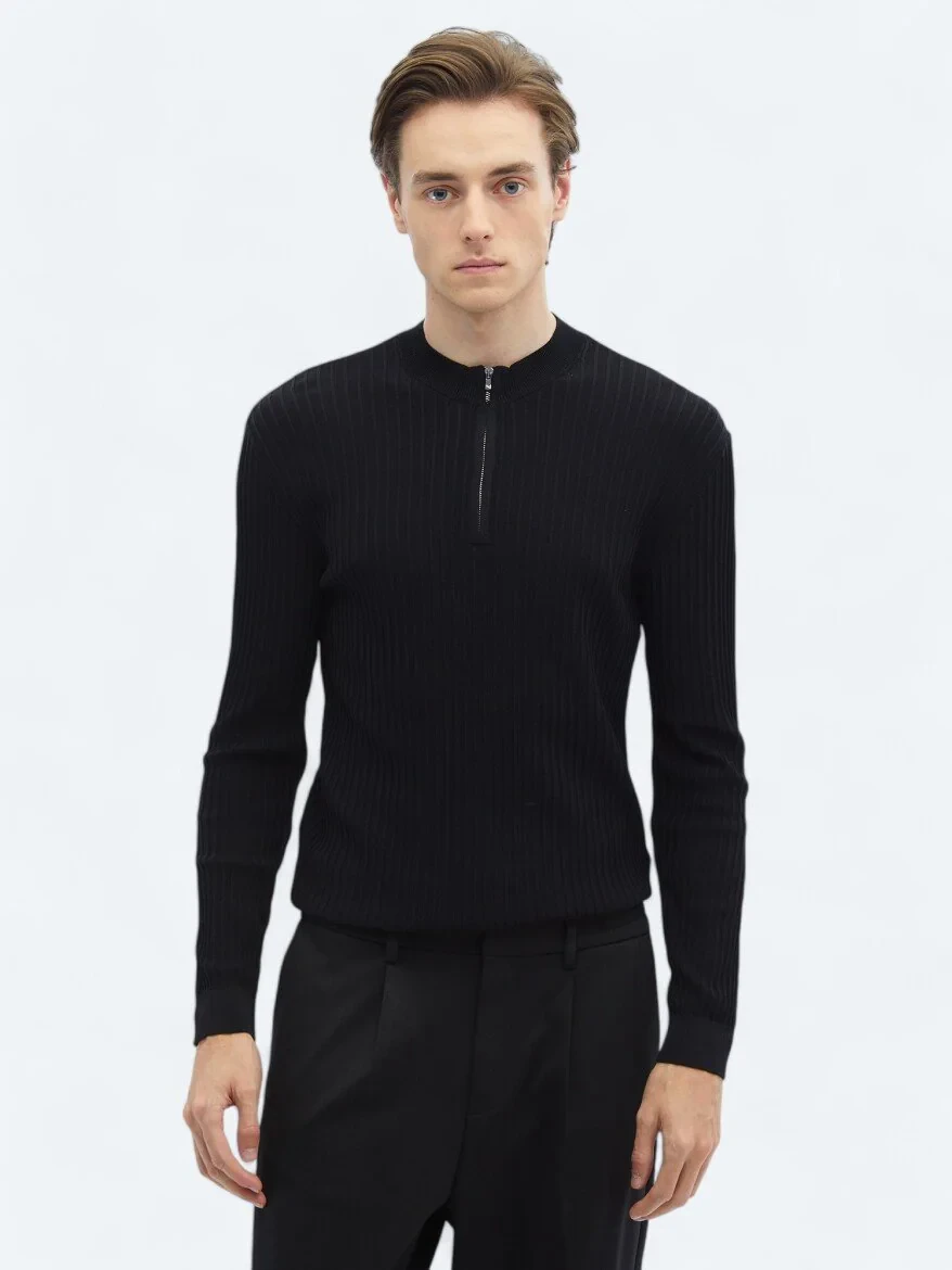 Black Knitwear Sweatshirt - 1