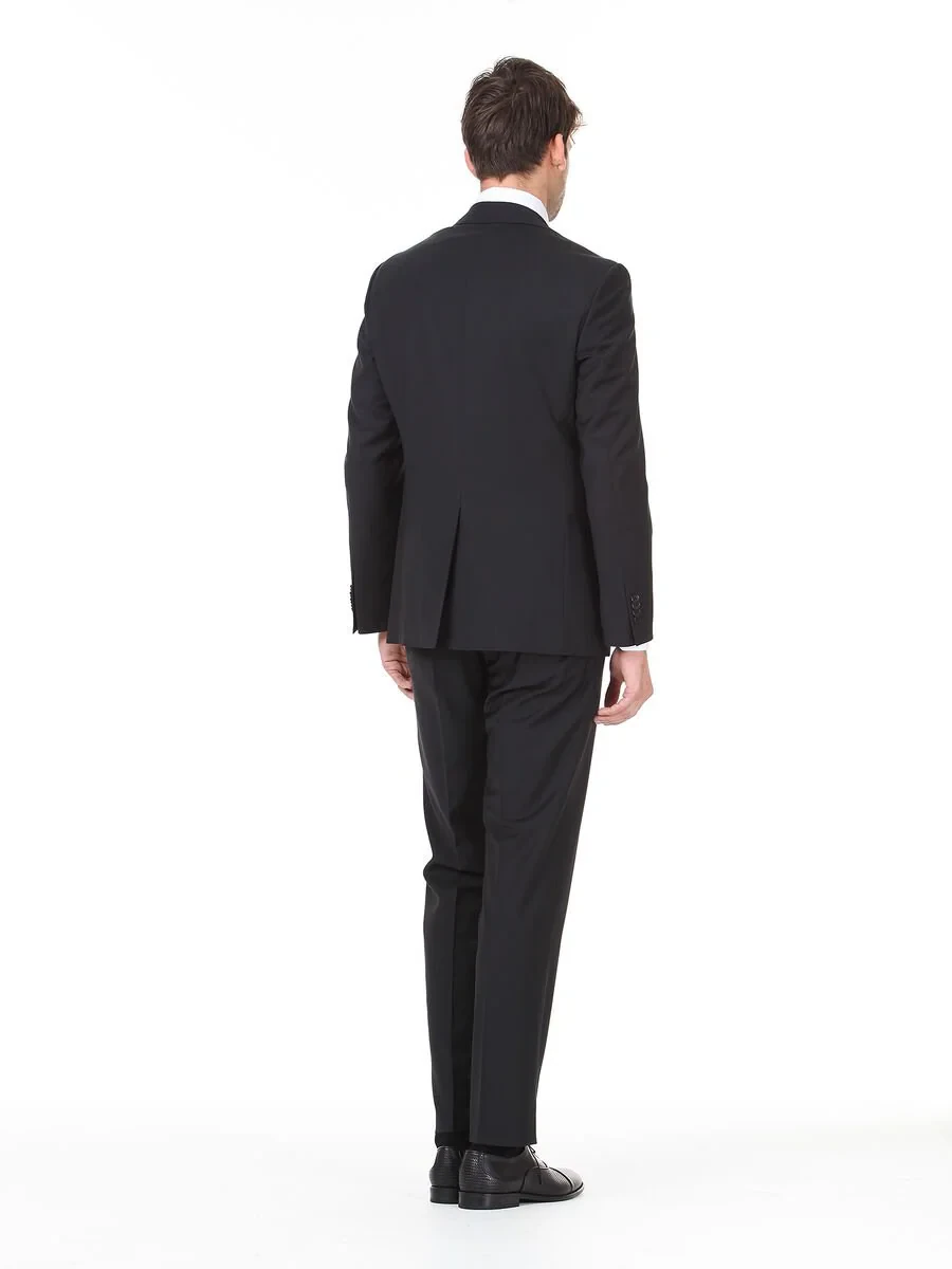 Black Modern Fit Wool Blended Suit - 4