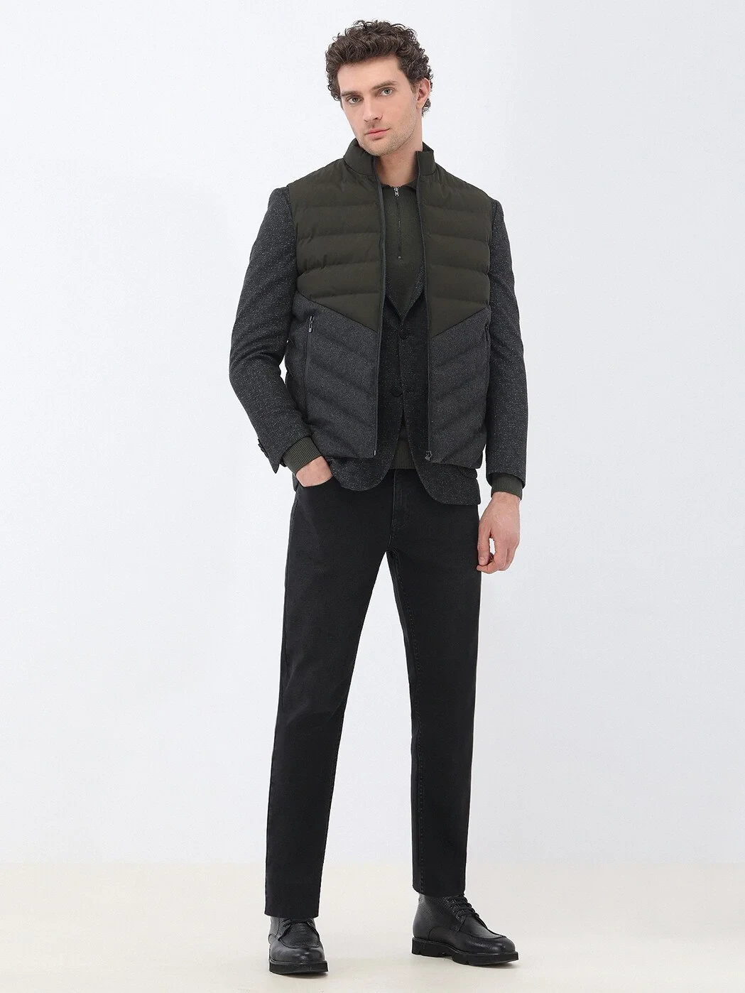 Black Patterned Modern Fit Jacket - 3