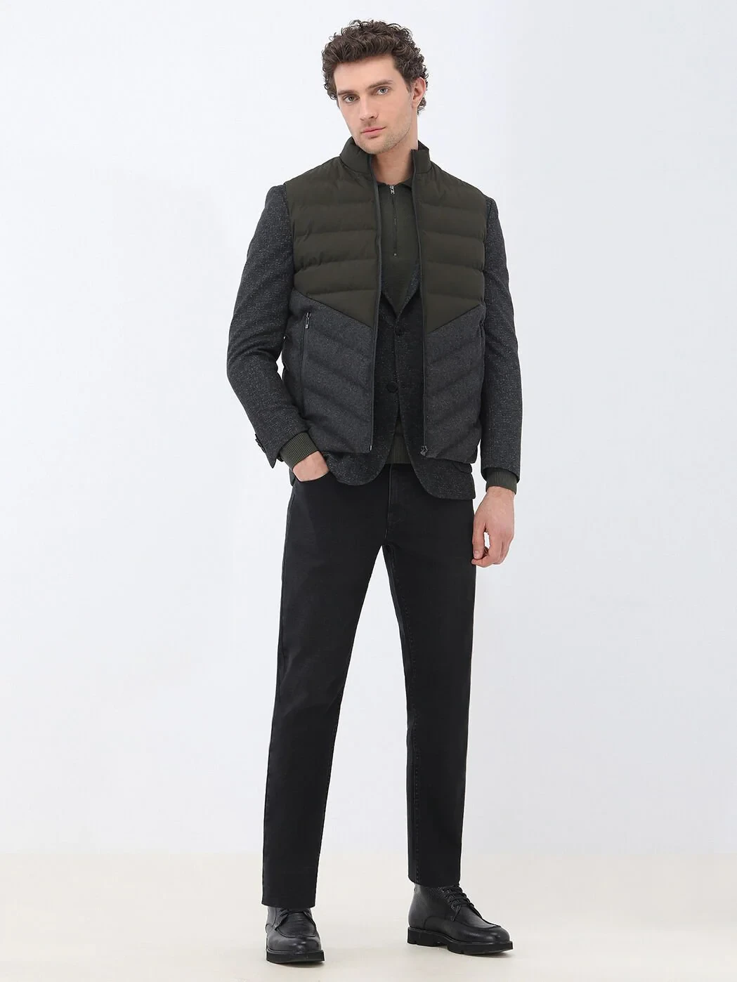 Black Patterned Modern Fit Jacket - 3