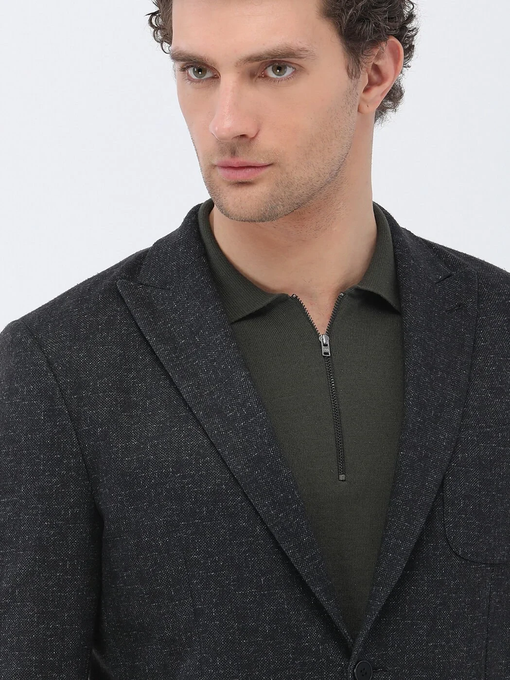 Black Patterned Modern Fit Jacket - 4