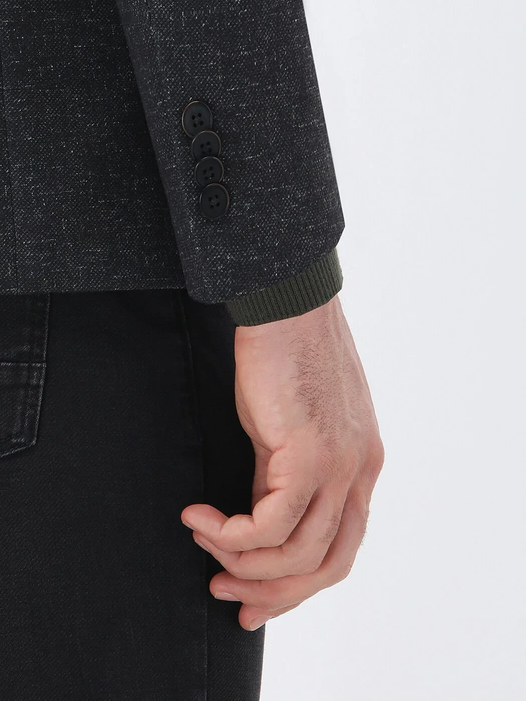 Black Patterned Modern Fit Jacket - 5