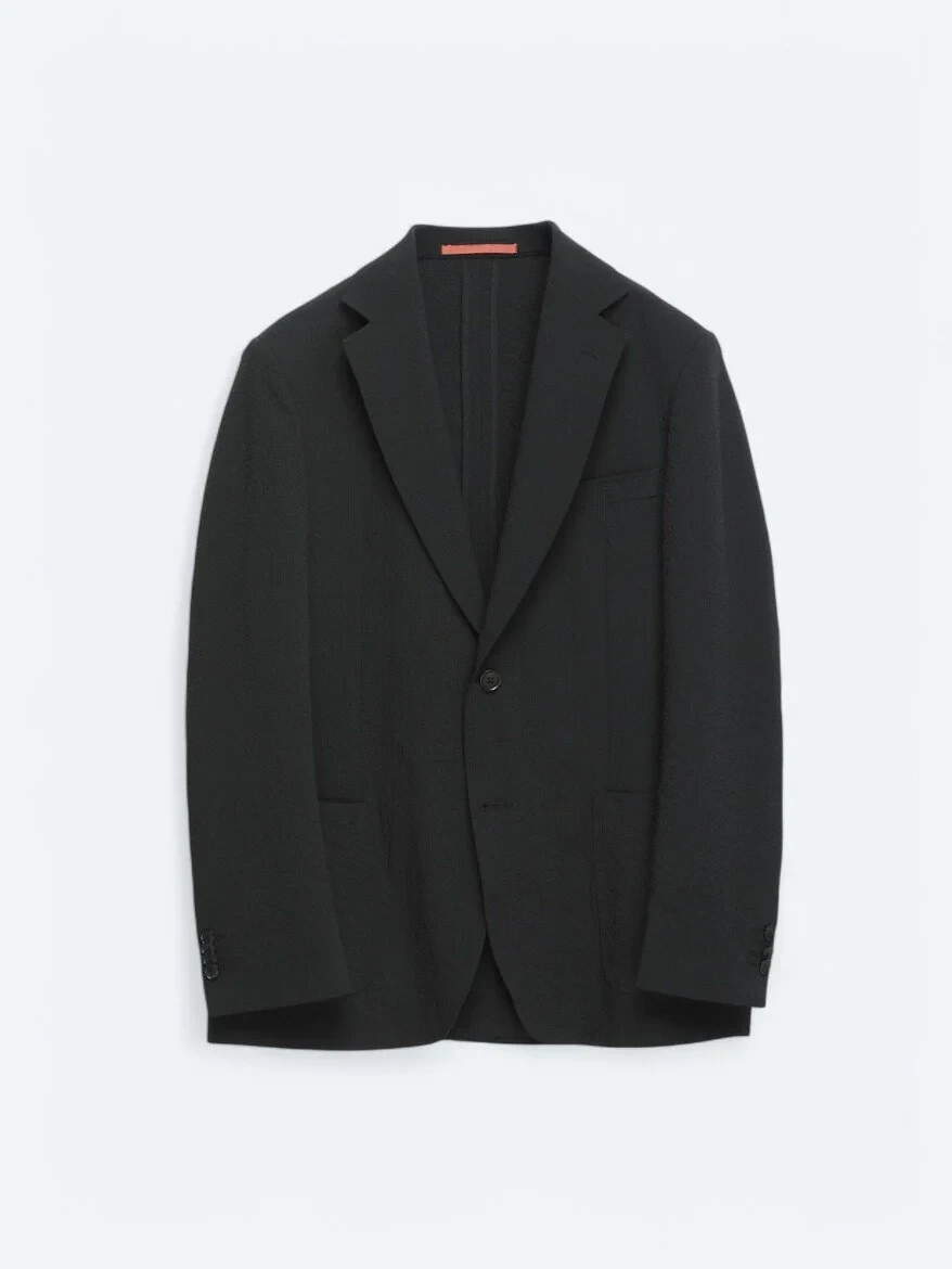 Black Patterned Modern Fit Suit - 6