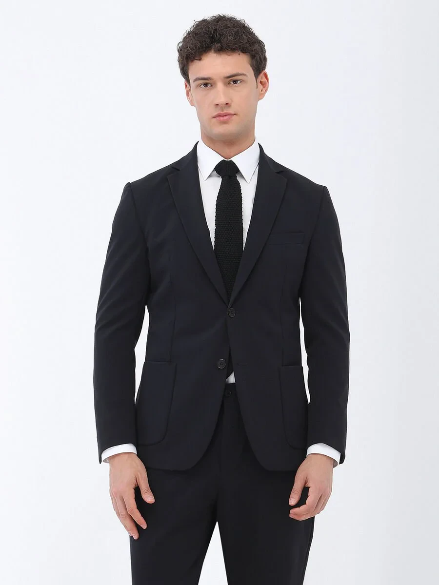 Black Plain Comfort Fit Suit - 1