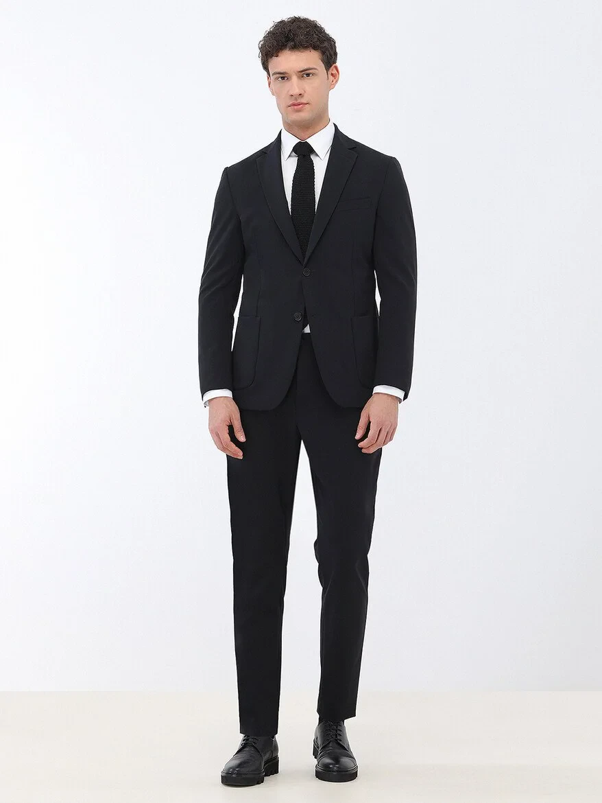 Black Plain Comfort Fit Suit - 2