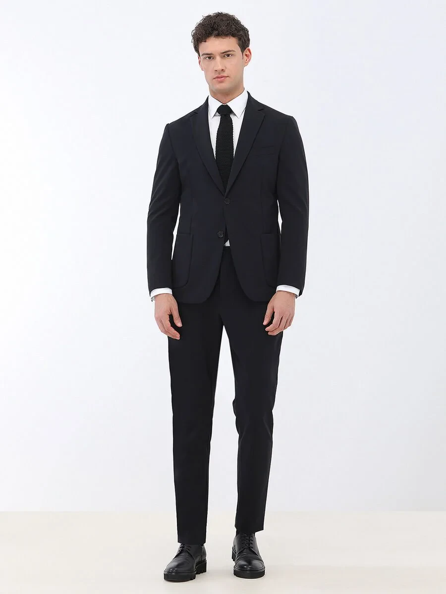 Black Plain Comfort Fit Suit - 2
