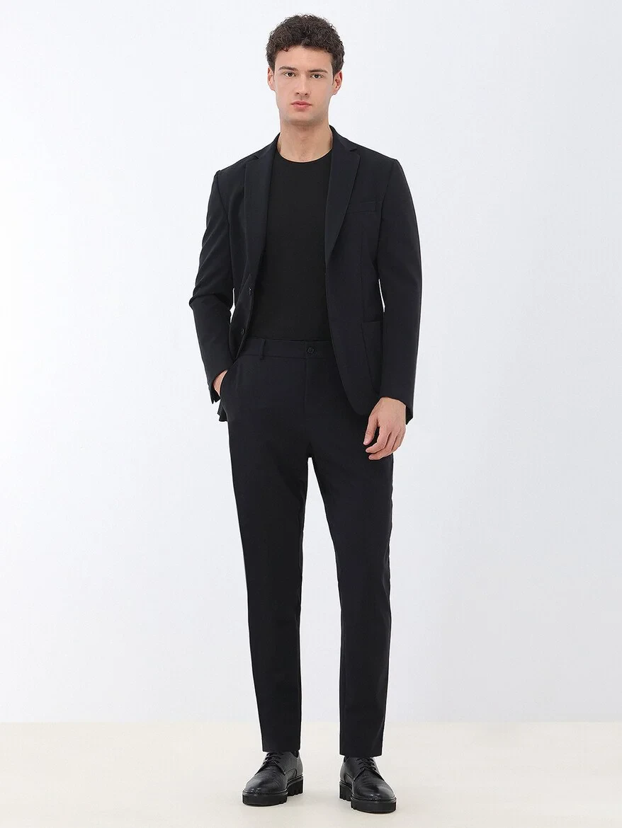 Black Plain Comfort Fit Suit - 4