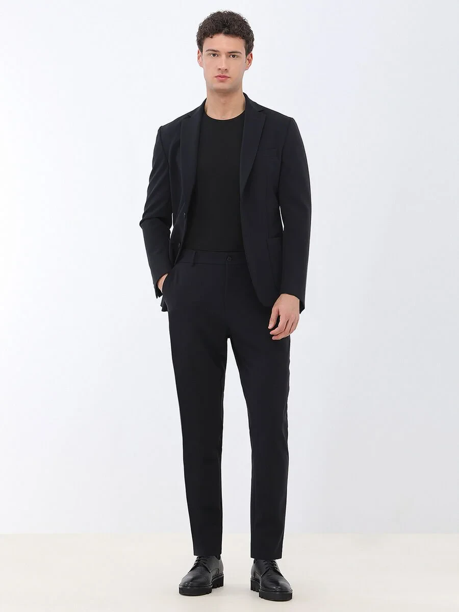 Black Plain Comfort Fit Suit - 4