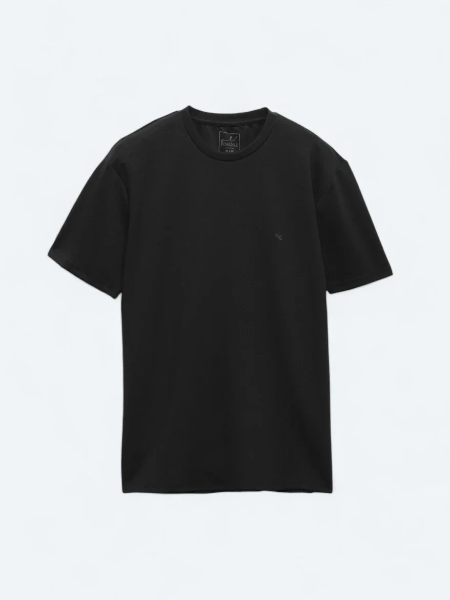 Black Plain Crew Neck T-Shirt - 6