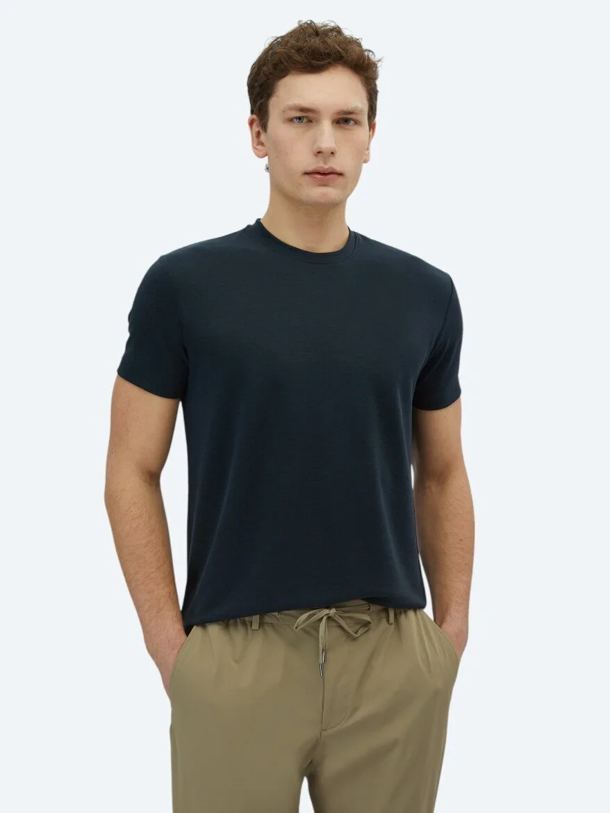 Black Plain Crew Neck T-Shirt - 1
