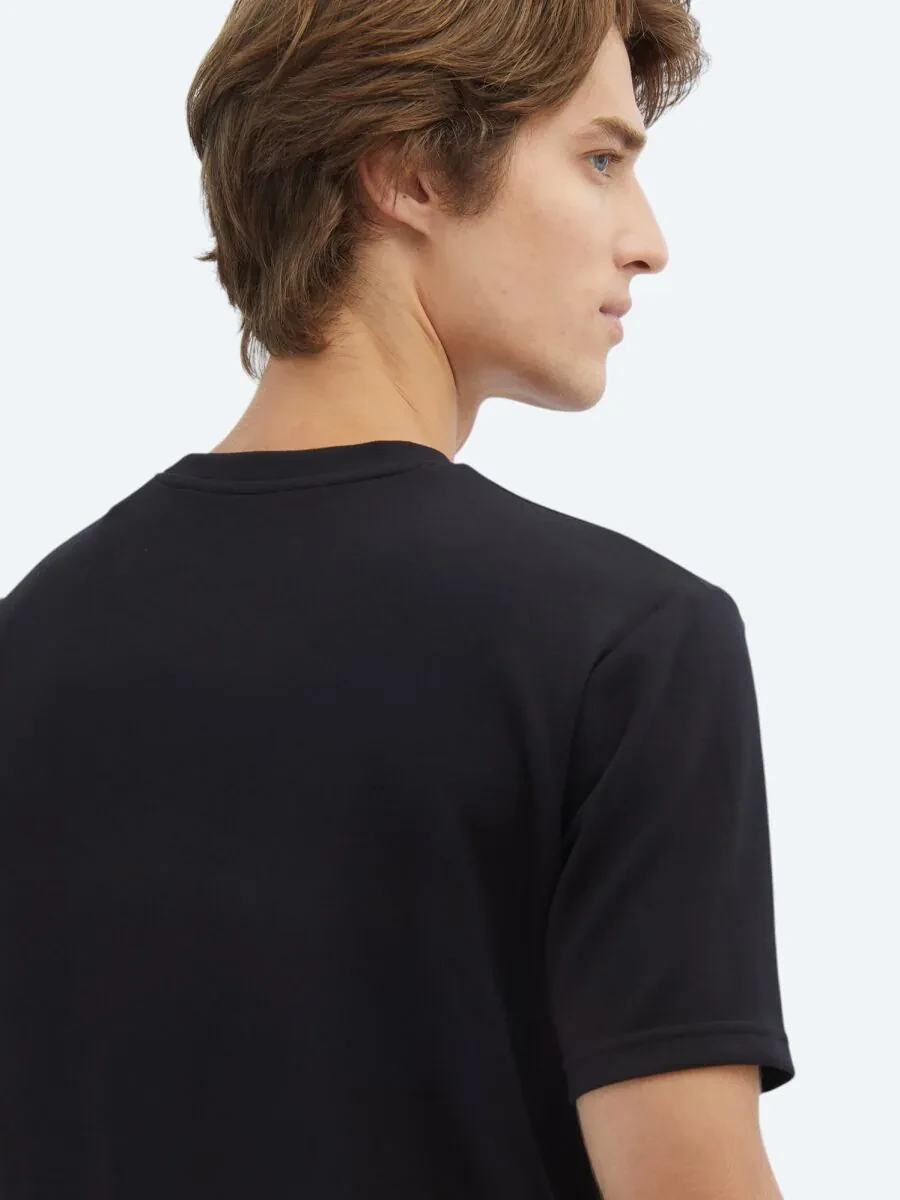 Black Plain Crew Neck T-Shirt - 4