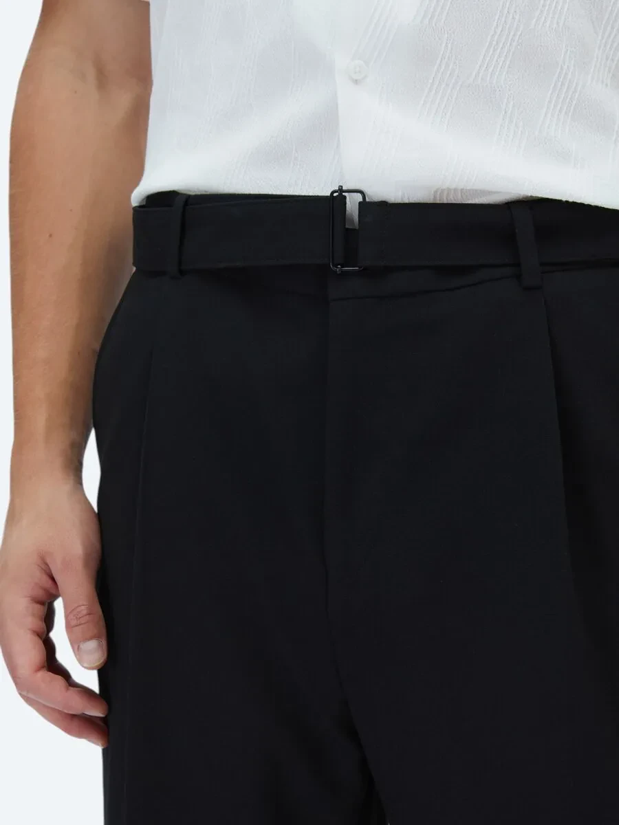 Black Plain Fitted Fit Suit - 6