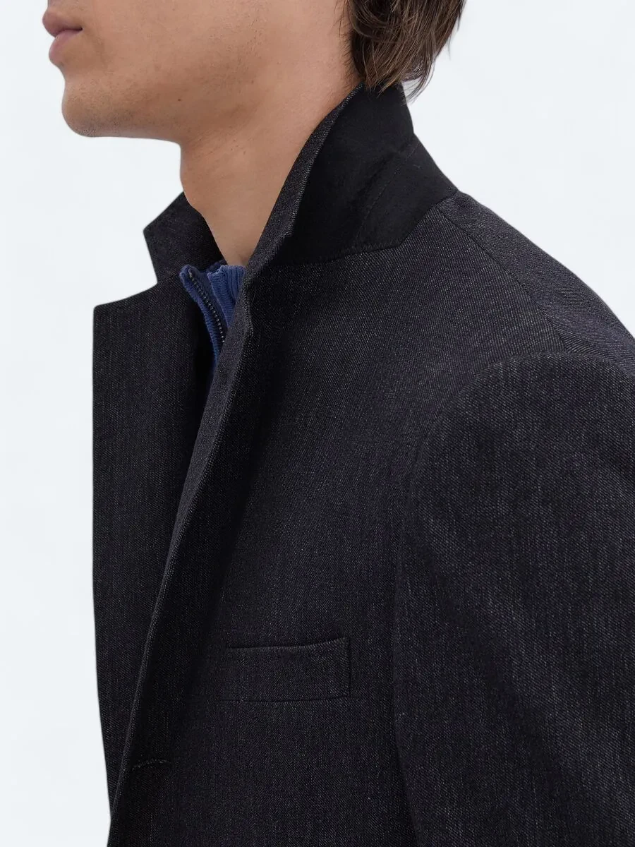 Black Plain Modern Fit Cotton Blended Suit - 7