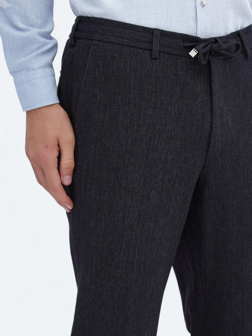 Black Plain Modern Fit Cotton Blended Suit - 8