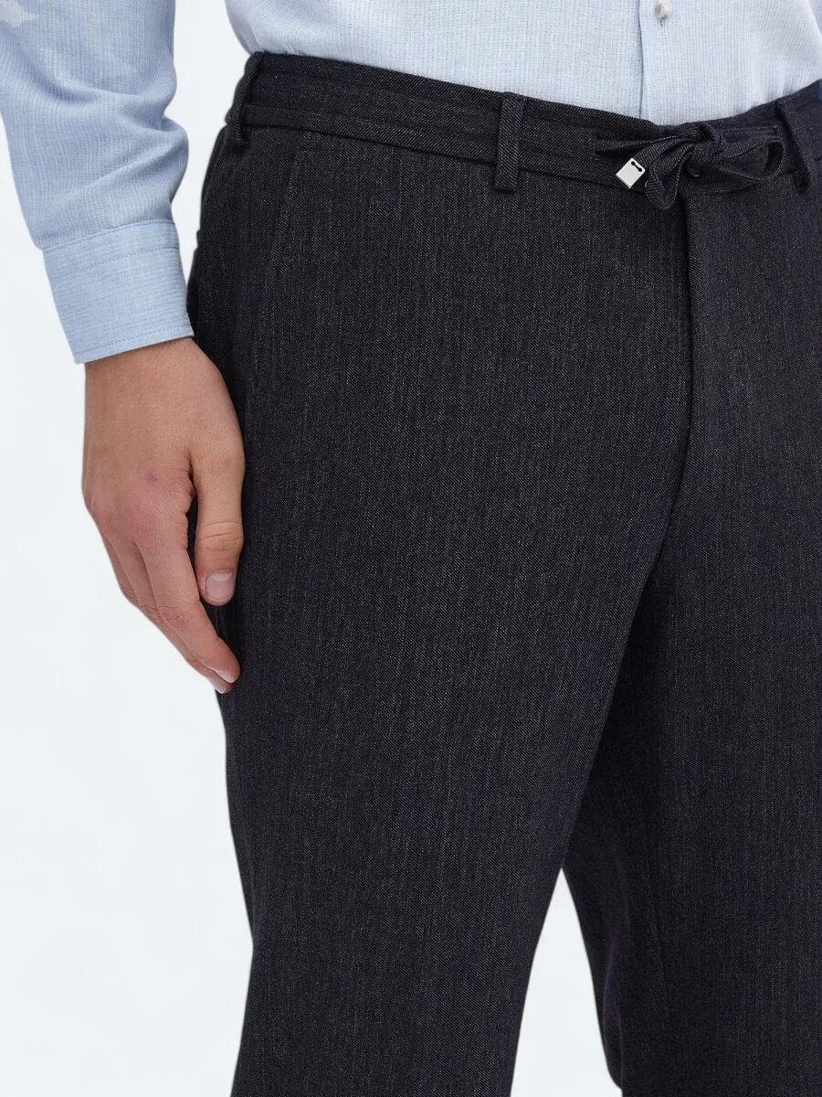 Black Plain Modern Fit Cotton Blended Suit - 8