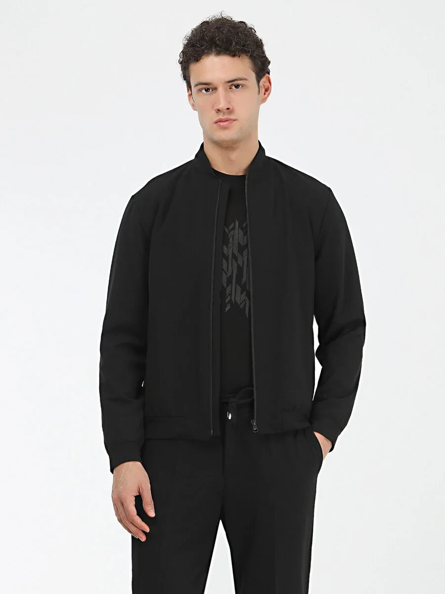 Black Plain Modern Fit Suit - 1