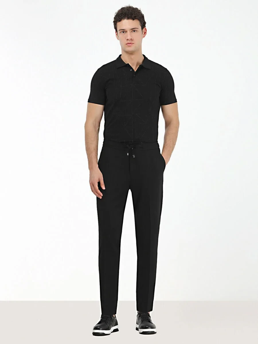 Black Plain Modern Fit Suit - 4