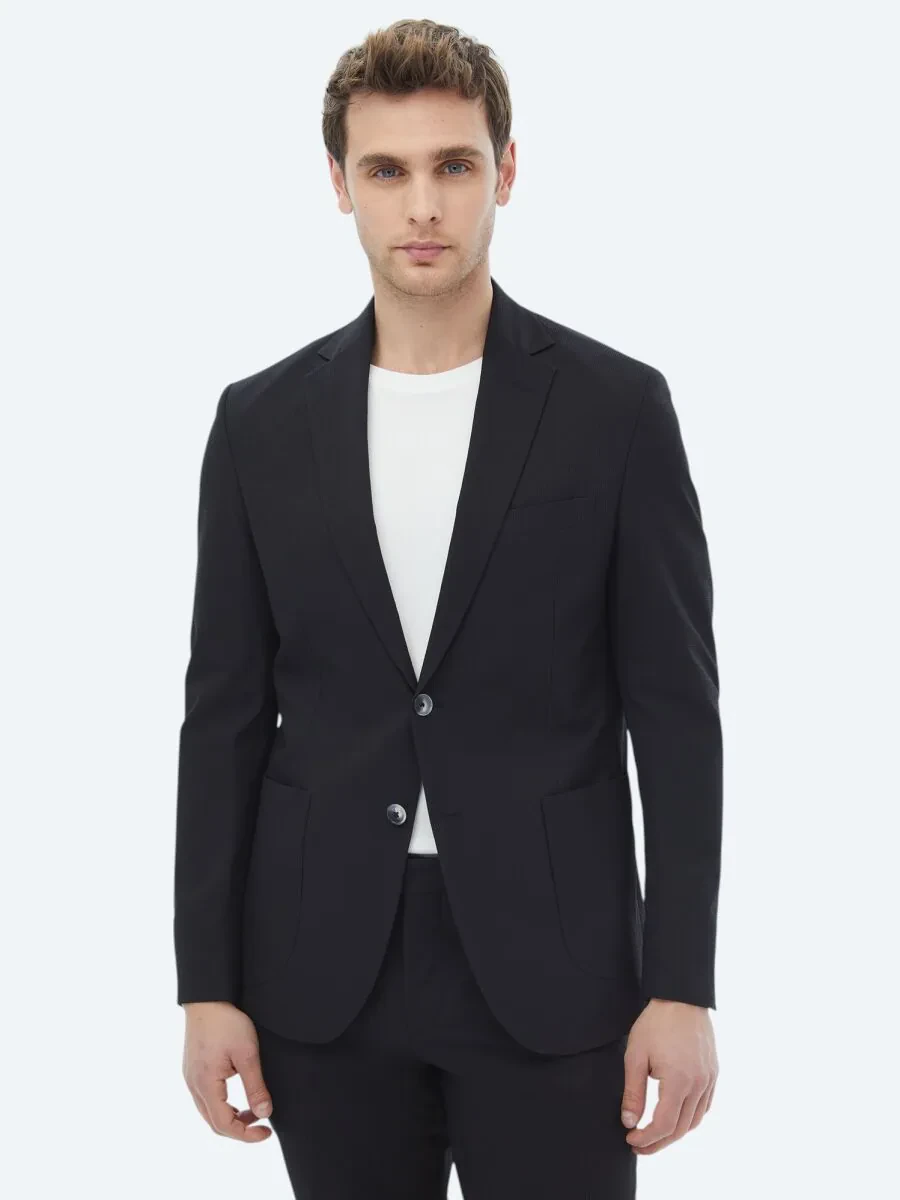 Black Plain Modern Fit Suit - 1