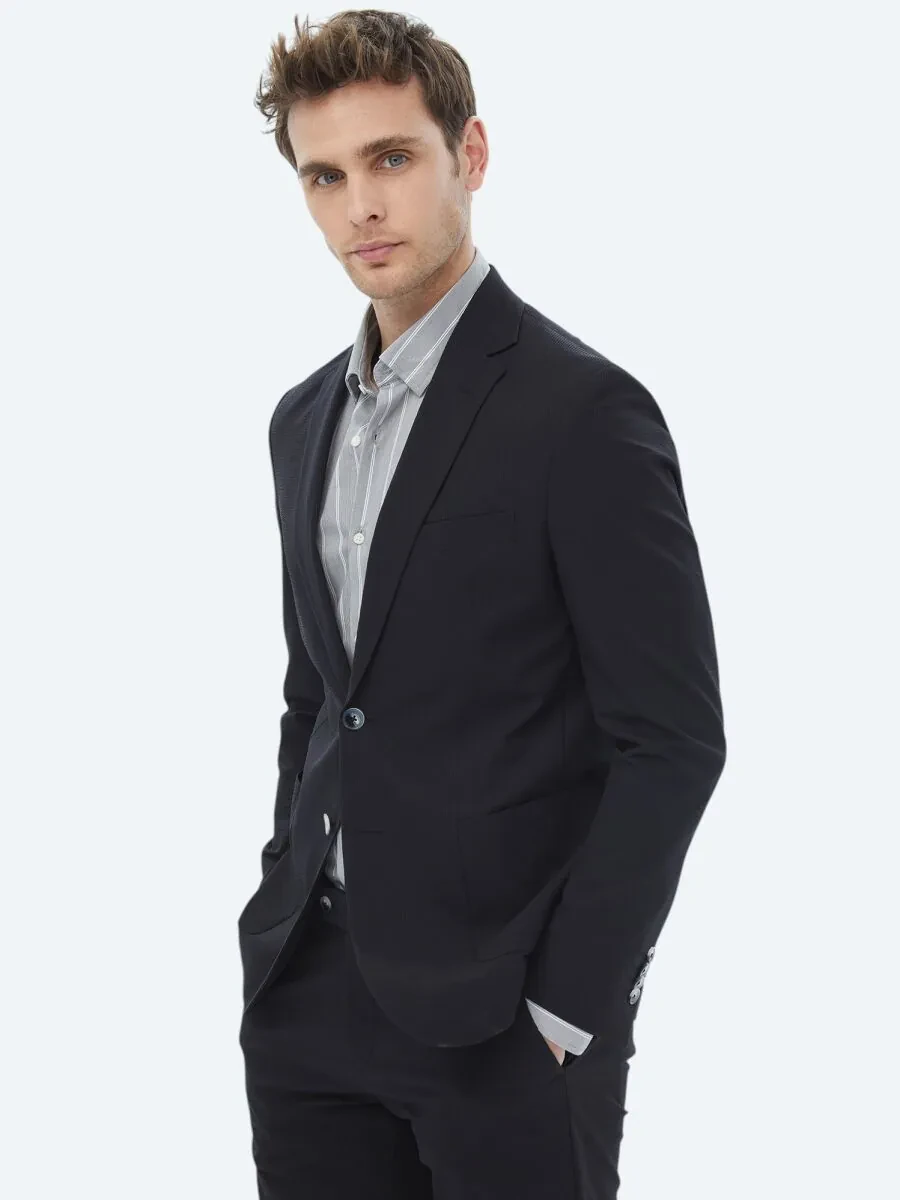 Black Plain Modern Fit Suit - 2