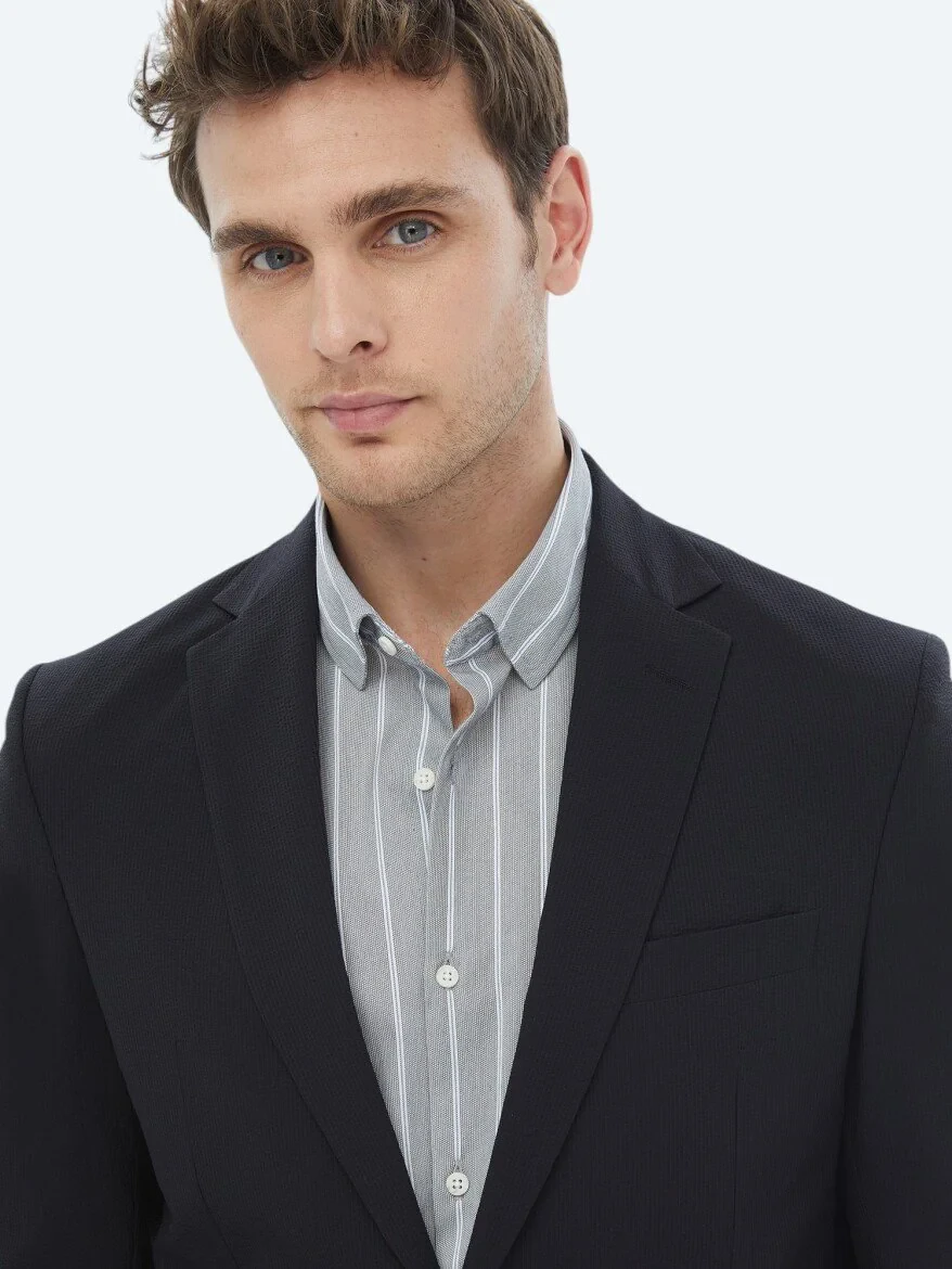 Black Plain Modern Fit Suit - 4